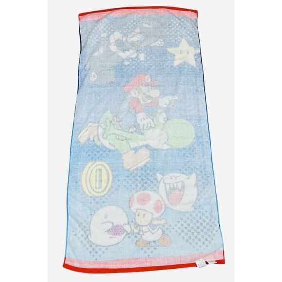 2014 Nintendo Super Mario Towel RARE Print 55x27 Video Game Yoshi Toad Boo Star - Picture 4 of 9